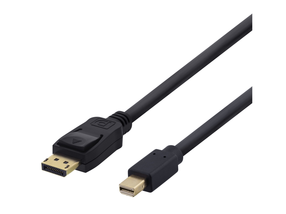 Deltaco - Displayport Kabel - Mini Displayport (Han) Til Displayport (Han) - Displayport 1.2 - 2 M - Sort