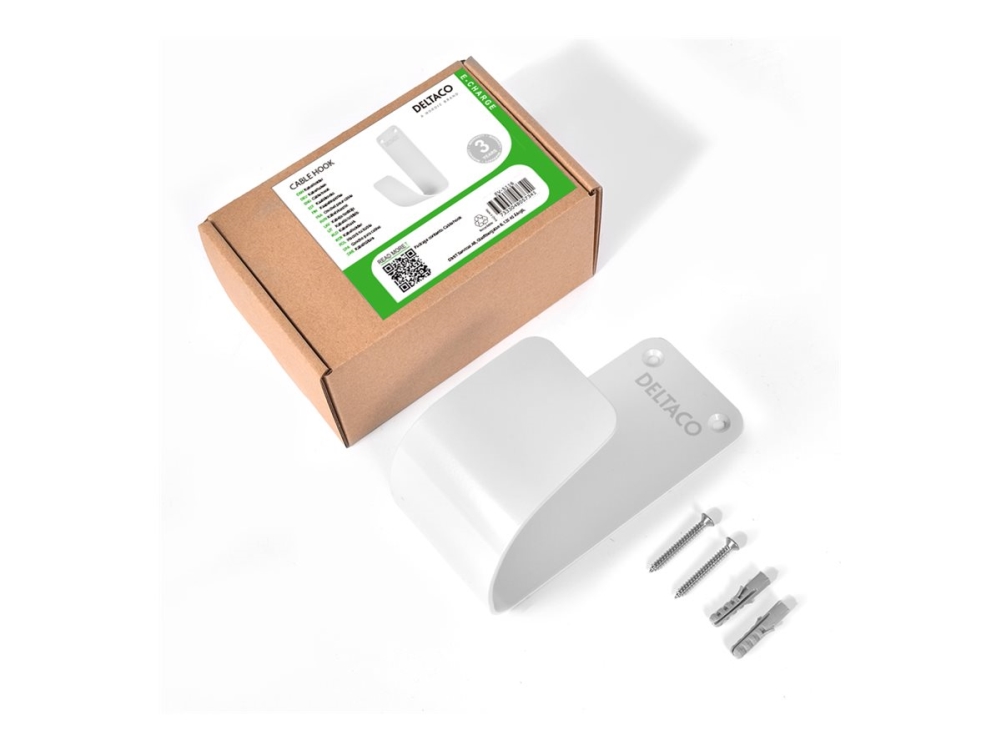 DELTACO e-Charge kabelhållare för laddningskabel - Vit rostfritt stål | Bilvård & Biltillbehör - Garage utrustning - Laddningsställ & Laddkablar | GameStuff