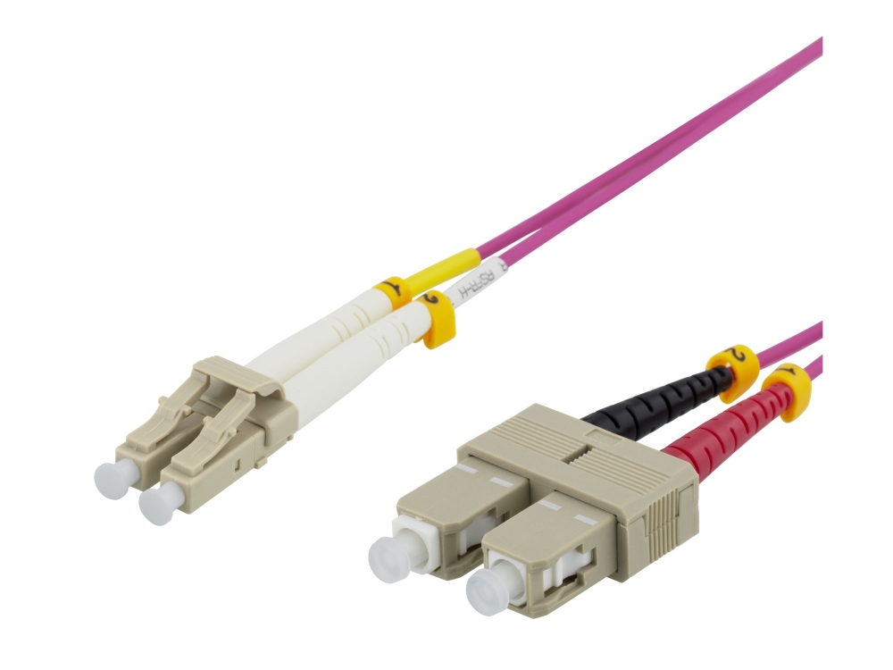 DELTACO LCSC-711 - Netværkskabel - LC multimodus (han) til SC multimodus (han) - 1.5 m - fiberoptik - 50 / 125 my - OM4 - halogenfri