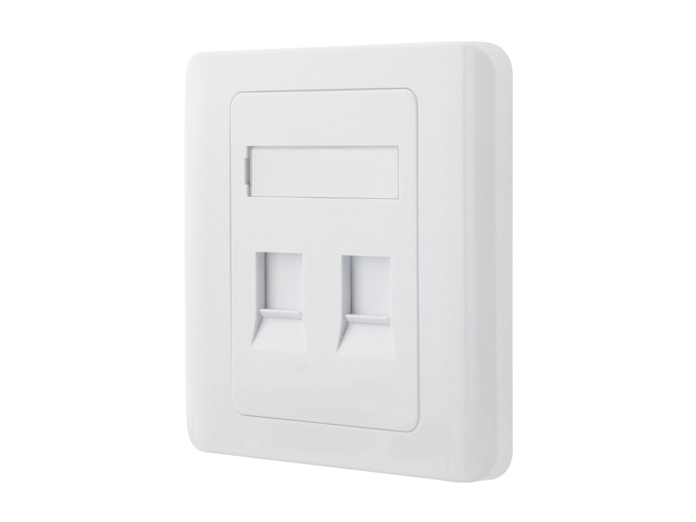 DELTACO VR-227 - Strömuttag - väggmontering - vit - 2 portar | Stickproppar och uttag | GameStuff