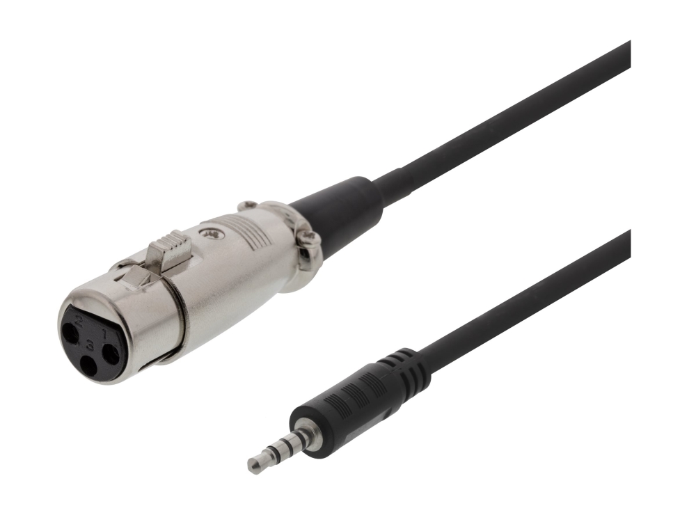 DELTACO XLR-2000 - Audiokabel - XLR3 hun til 4-pæl ministik han - 1.5 m - sort