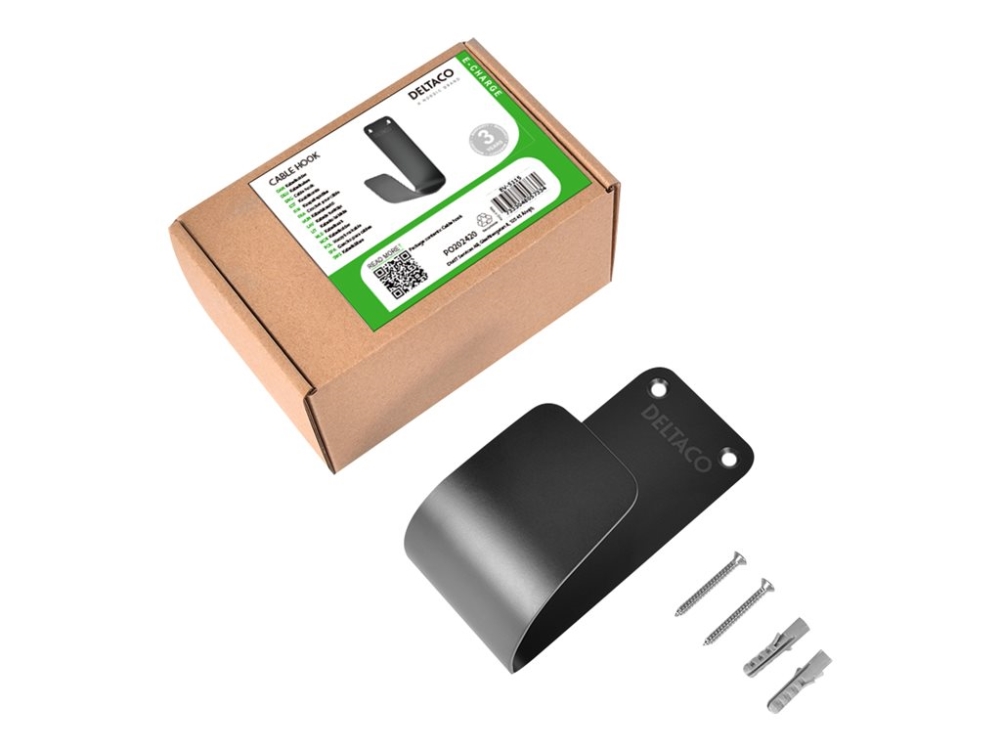 Deltaco E-Charge Cable Hook Stainless Steel SS304 black
