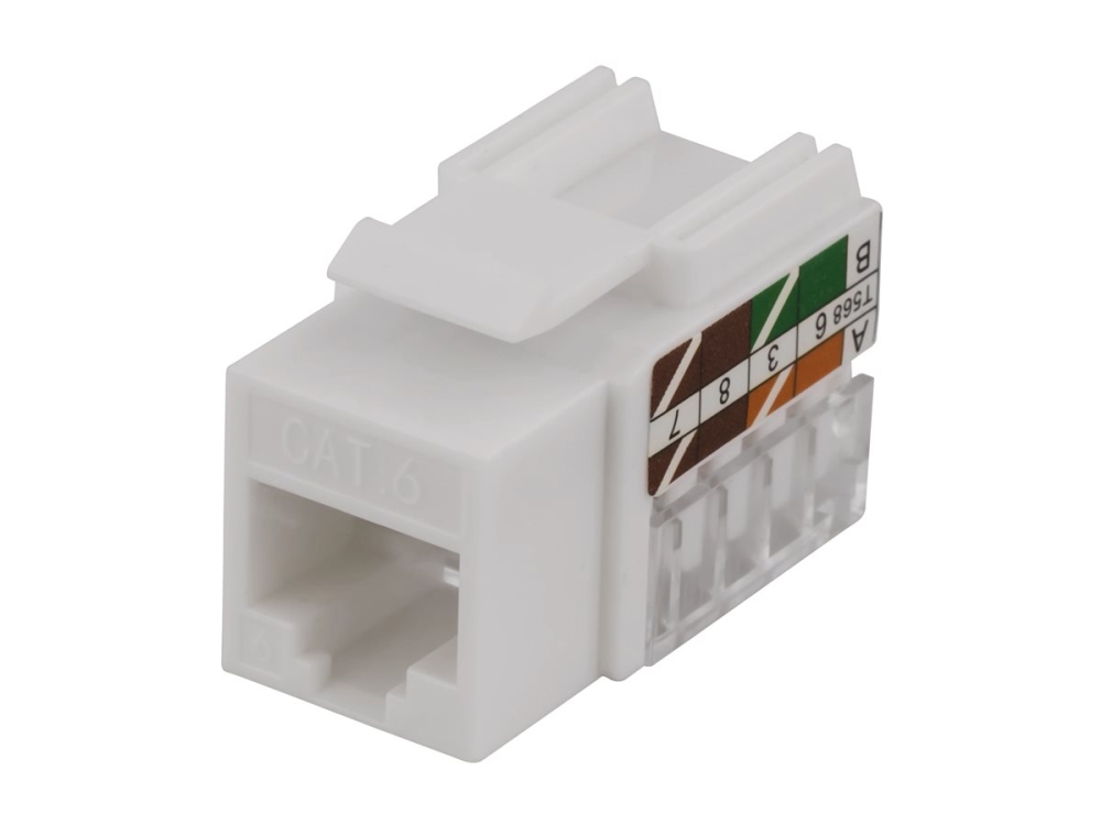 DELTACO MD-111 keystone-stik CAT6 UTP RJ-45 90° værktøjsfri, hvid