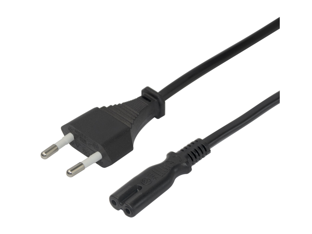 DELTACO - Virtajohto - Europistoke virtalähteeseen IEC 60320 C7 - 3 m - musta