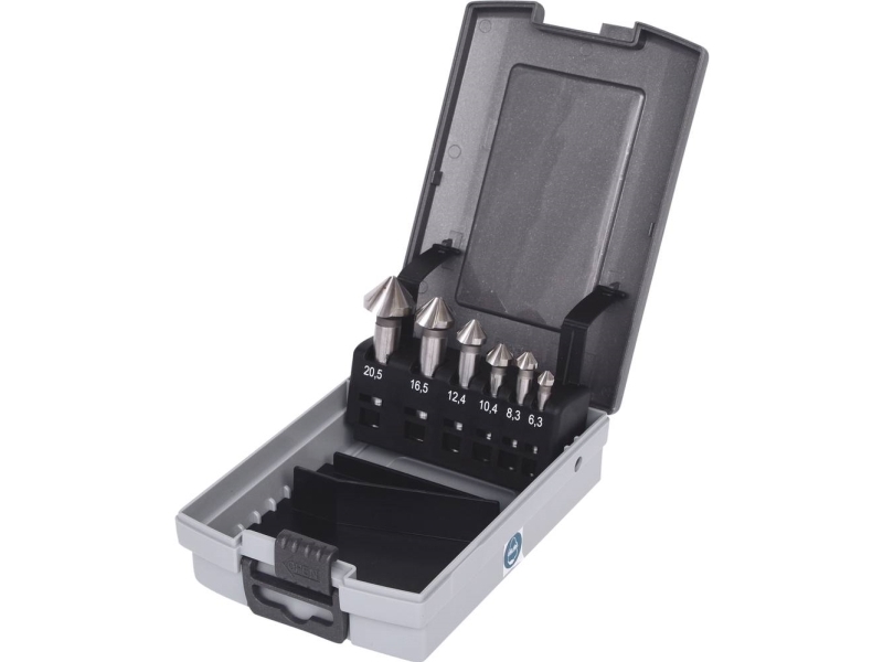 KS Tools 336.0456 336.0456 Kegle- og slibeforsænker 6.3 mm, 8.3 mm, 10.4 mm, 12.4 mm, 16.5 mm, 20.5 mm HSS-Co 5 Cylinderskaft 1 stk