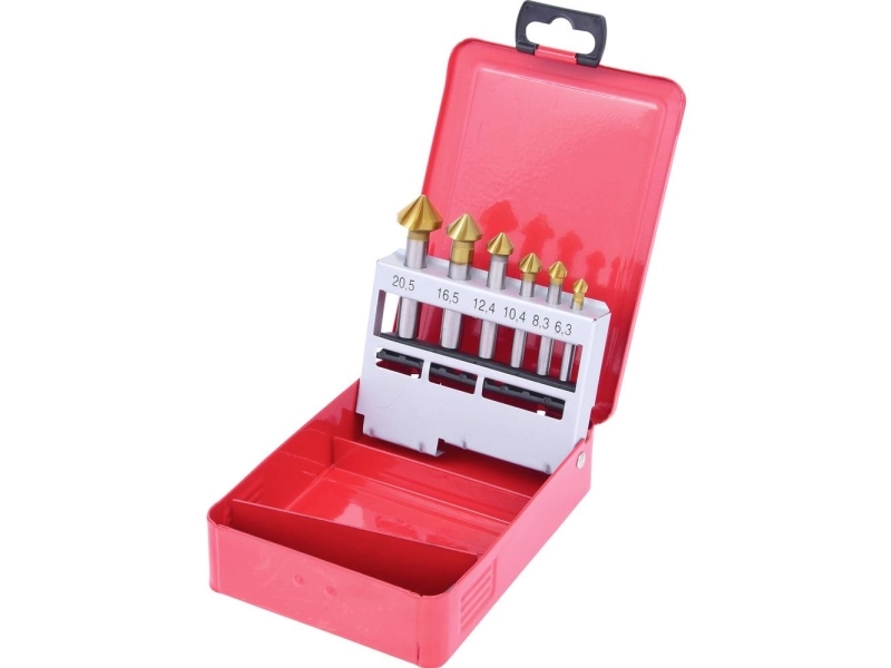 KS Tools 336.0426 336.0426 Kegle- og slibeforsænker 6.3 mm, 8.3 mm, 10.4 mm, 12.4 mm, 16.5 mm, 20.5 mm HSS TiN Cylinderskaft 1 stk