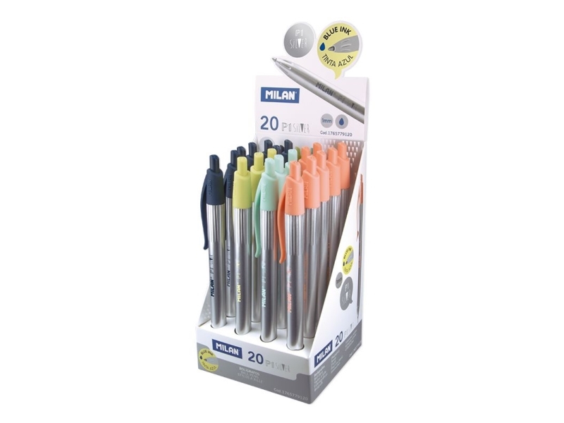 Milan 1765779120, Clips, Druckkugelschreiber Mit Clip, Blau, 20 Stück