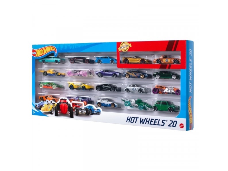 Hot Wheels gaveæske med 20, Køretøjssæt, 3 År, Plast, Metal, Forskellige farver, Flerfarvet billede