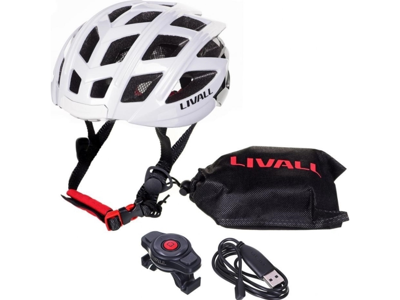 Bluetooth Straßenhelm 55-61Cm Led/Sos/Sprechanlage Weiß