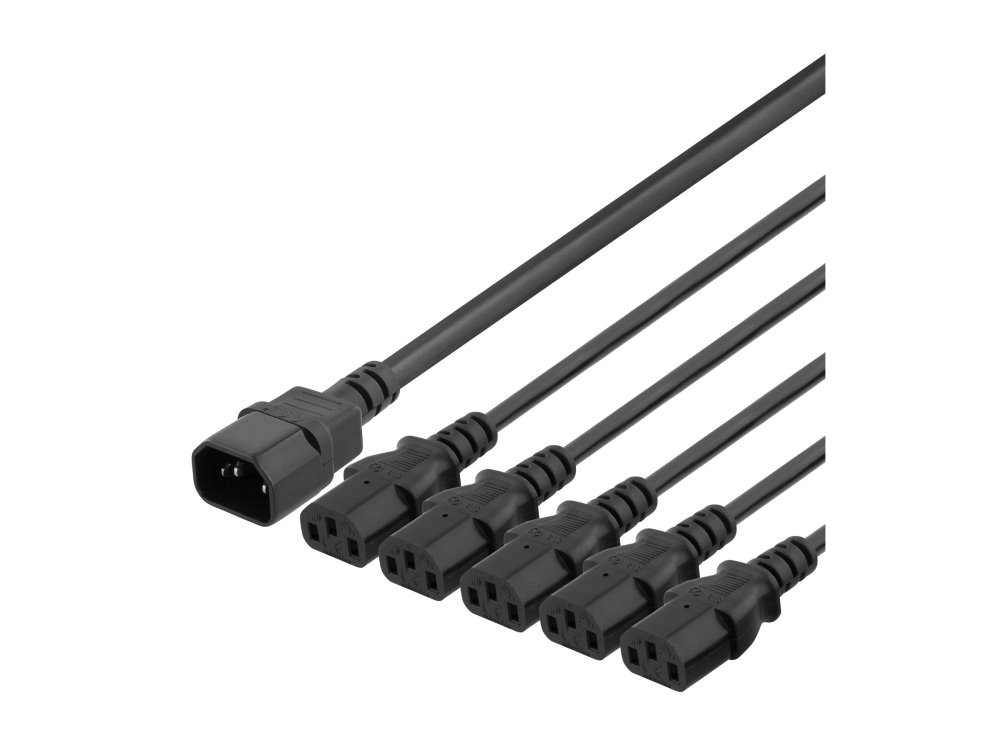 Deltaco - Strøm-Splitter - Iec 60320 C14 Til Power Iec 60320 C13 - 250 V - 10 A - 3 M - Sort
