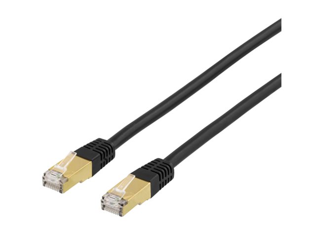 DELTACO STP-703S - Patch-kabel - RJ-45 (hane) till RJ-45 (hane) - 30 cm - SF/FTP - CAT 7 - svart | Datortillbehör - Kablar & adaptrar - Nätverkskablar | GameStuff