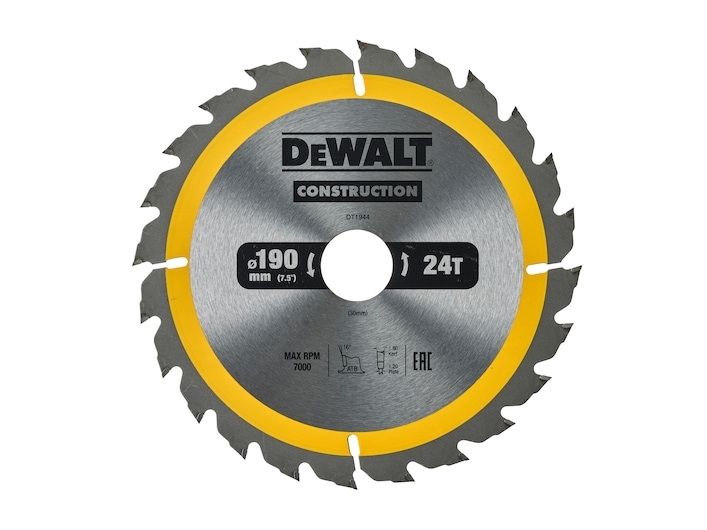DeWALT DT1944-QZ, Segmenteret kantdiamantskive, Tørskæring, Metal, Træ, 3 cm, 19 cm, 1 stk