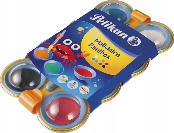Pelikan 723122, Sort, Blå, Brun, Grøn, Orange, Rød, Hvid, Gul, Vandfarve Maling, Hård, 1 Stk |
