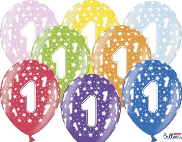 Party Deco Fødselsdagsballon, 1. Fødselsdag, Metallic Mix, 30 Cm, 50 Stk Universal