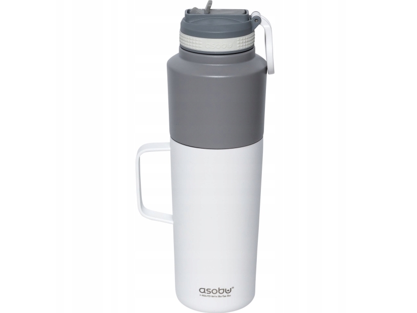 Asobu Twin Pack Bottle with Mug white, 0.9 L + 0.6 L | Hälsa - Tillbehör - Vattenflaskor | GameStuff