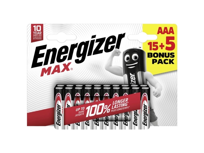Energizer Max Aaa / E92 Batterier (20 Stk. Blister) (15+5)