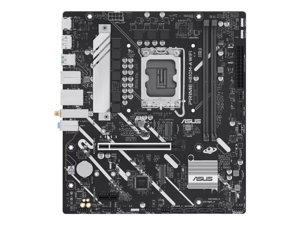 ASUS PRIME H810M-A WIFI - Moderkort - micro ATX - LGA1851-uttag - H810 Chipuppsättning - USB-C 3.2 Gen 1, USB 3.2 Gen 2, USB 3.2 Gen 1 - Gigabit LAN, Wi-Fi 6, Bluetooth - inbyggda grafiken (CPU krävs) - HD-ljud (8 kanaler) | Datorkomponenter - Moderkort - Alla Moderkort | GameStuff