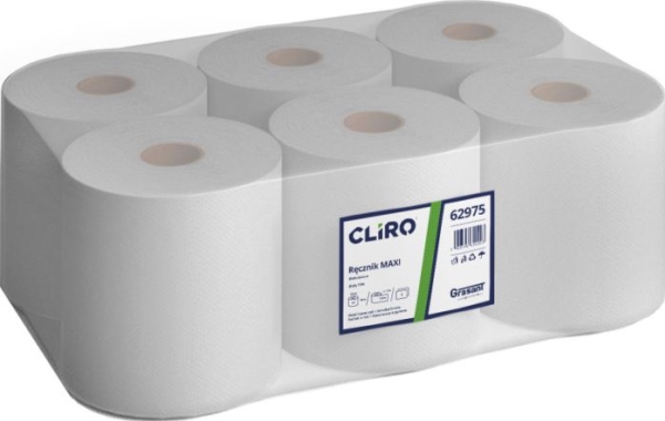 Cliro Maxi Papiertücher Auf Rolle, 2-Lagig, Makulatur, 6 Rollen – 75% Weißgrad