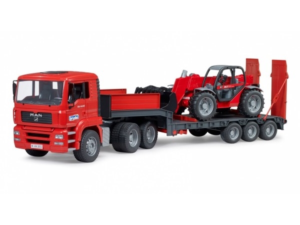 Bruder 02774 Man Tga Lkw Mit Tieflader Und Manitou Teleskoplader