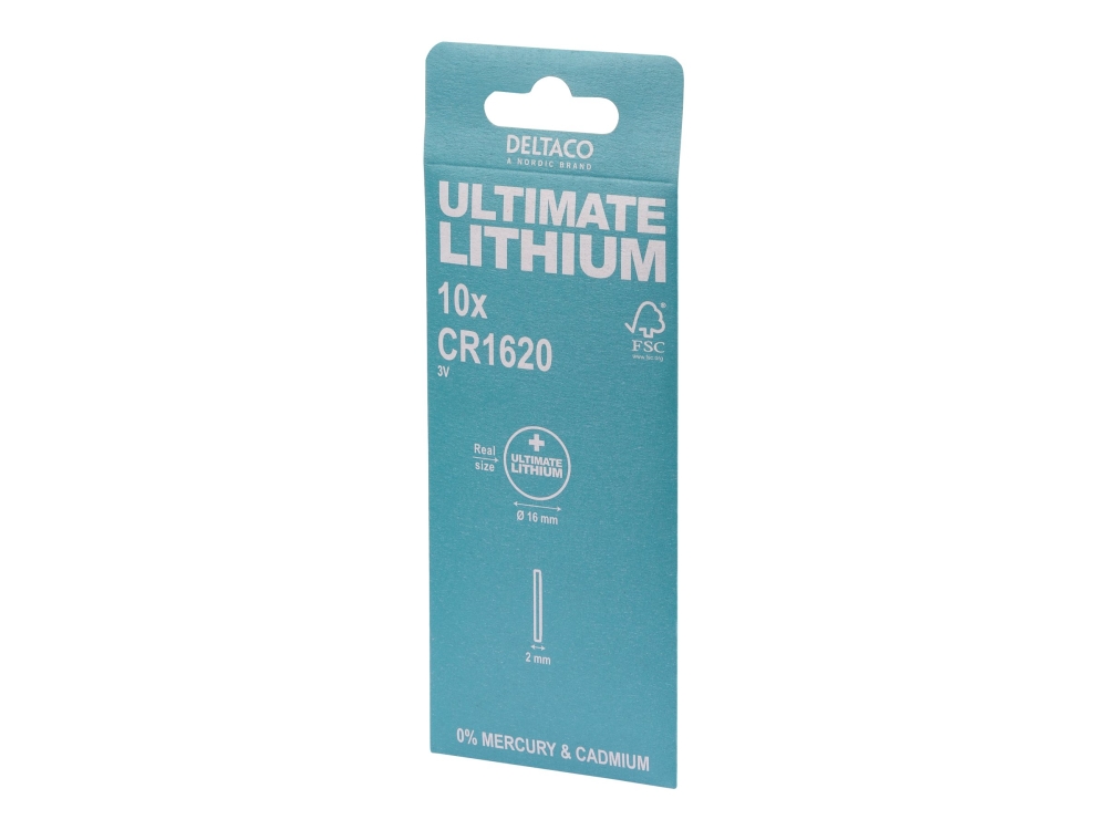 Deltaco Ultb-Cr1620-10P, Einwegbatterie, Cr1620, Lithium, 3 V, 10 Stück(E), Blau