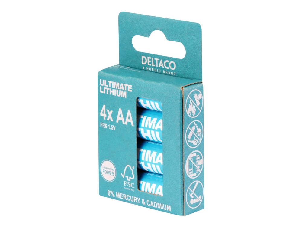 DELTACO Ultimate - Batteri 4 x AA / LR6 - Li - blå | EL Artiklar - Batteri - AA-batterier | GameStuff
