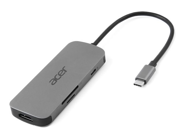 Acer 7In1 Type C Dongle, Kabelgebunden, Usb 3.2 Gen 1 (3.1 Gen 1) Type-C, 100 W, Silber, Microsd (Transflash), Sd, 3840 X 2160 Pixel