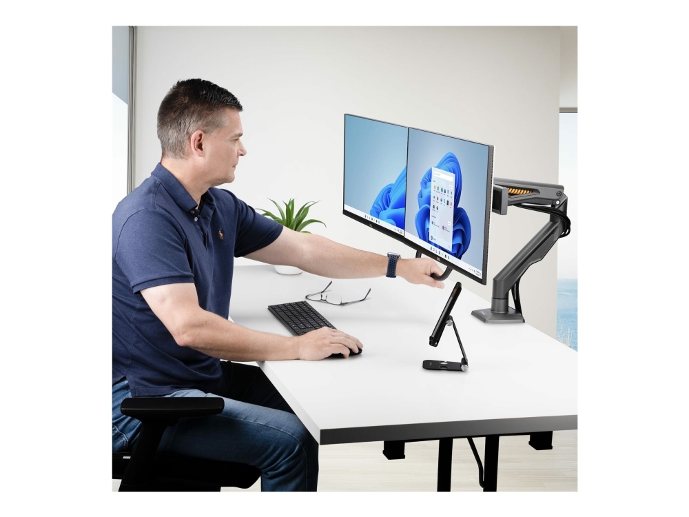 Startech.Com Desk Mount Dual Monitor Arm W/ Crossbar, Up To 27" Displays - Monteringssæt - Artikulerende, Mekanisk Fjeder - For 2 Lcd Displays - Stål