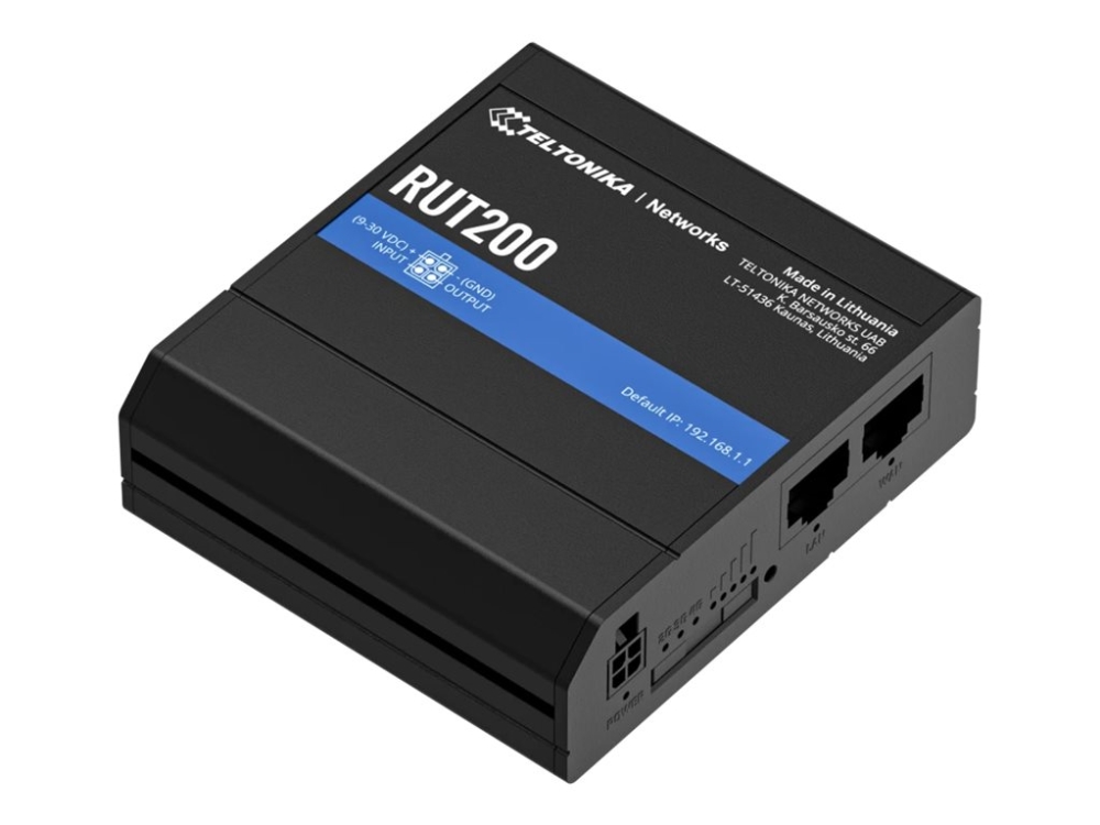 Teltonika RUT200, Matkapuhelinverkon reititin, musta, Alumiini, Muovi, LAN, Teho, Nopea Ethernet, 10,100 Mbit/s