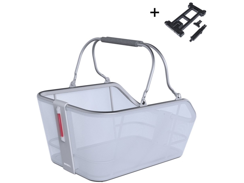 Bagagebærerkurv BASIL CENTO TECH FIBER NORDLICHT MIK, MIK System (klar til brug) alumninium blå sølv (NY 2025)