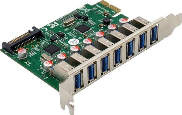 Inline Interface-Kort, 7X Usb-A 3.2 Gen.1, Pcie, Med Sata-Strømstik