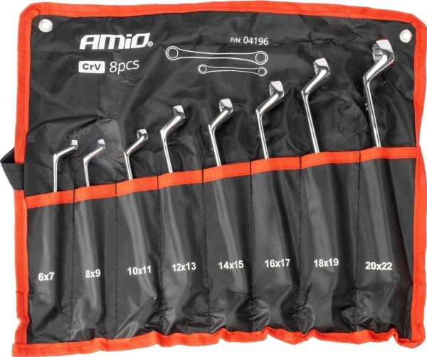 Žiedinių Raktų Rinkinys, Lenkti 6-22 Mm, 8 Vnt., Amio-04196
