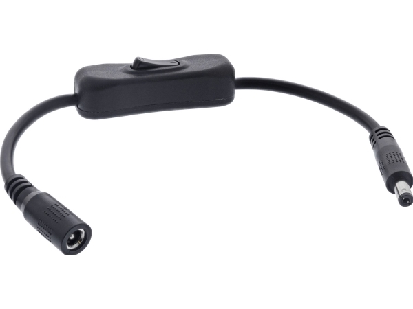 Inline Dc-Kabel Med Afbryder, Dc St/Bu 5,5X2,1 Mm, Awg 18, Sort, 0,20 M