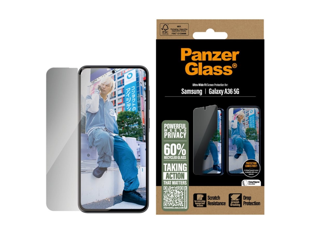 PanzerGlass Privacy - Skärmskydd för mobiltelefon - ultrabred passning - glas - med sekretessfilter - 2-vägs - för Samsung Galaxy A36 | Tele & GPS - Mobil tillbehör - Skärmskydd | GameStuff