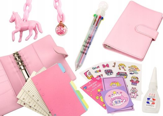 Leantoys Notesbog Med Tilbehør Line Crate Tilbehør Læder Pink