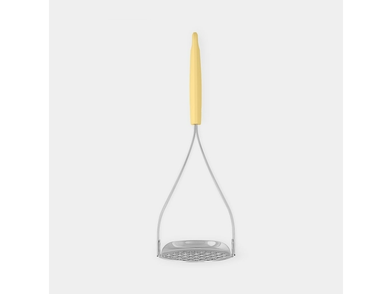 Brabantia 229503, Traditionel Kartoffelmoser, Rustfrit Stål, Gul, Plast, Hængende Hul, 1 Stk, 85 Mm