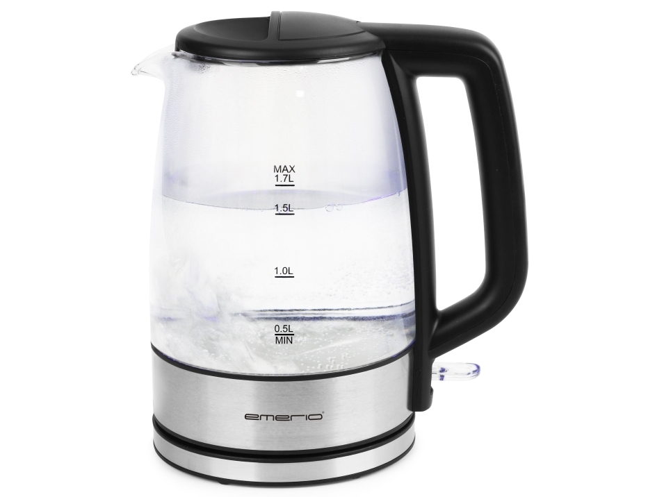 Emerio Wk-130126, 1,7 L, 2200 W, Sort, Transparent, Glas, Plast, Vandmåler, Ledningsfri