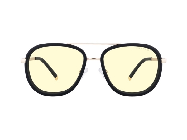 Gunnar Optiks DME-02701, Unisex, Rund, Klassisk, Sort, Guld, Rustfrit stål, Ravfarvet