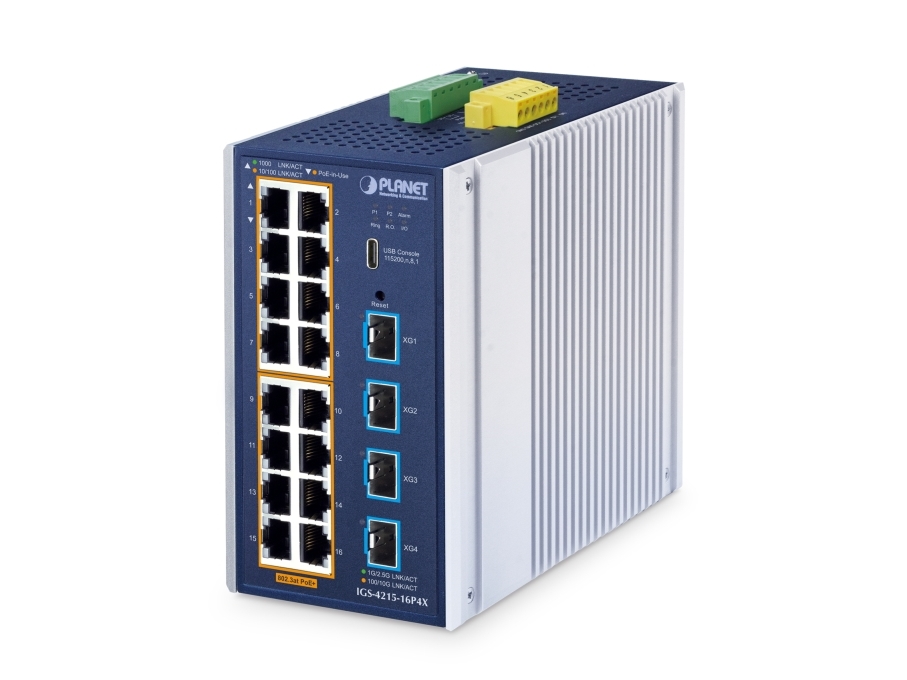 PLANET ndustrial L2+ 16-Port 10/100/1000T 802.3at PoE + 4-Port 10G SFP+ Managed Ethernet Switch, Hallittu, L2+, Gigabit Ethernet (10/100/1000), Täysin kaksipuolinen, Power over Ethernet -tuki, Seinäkiinnitteinen