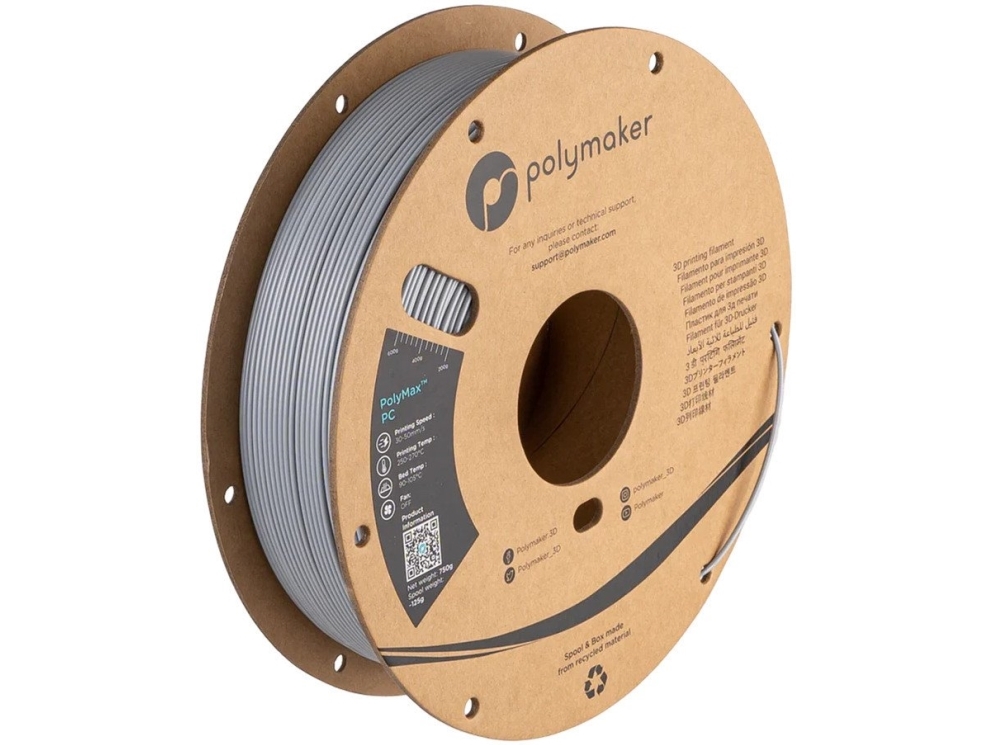 Poly Filament Polymaker Polymax Pc 1,75 Mm 0,75 Kg – Grå