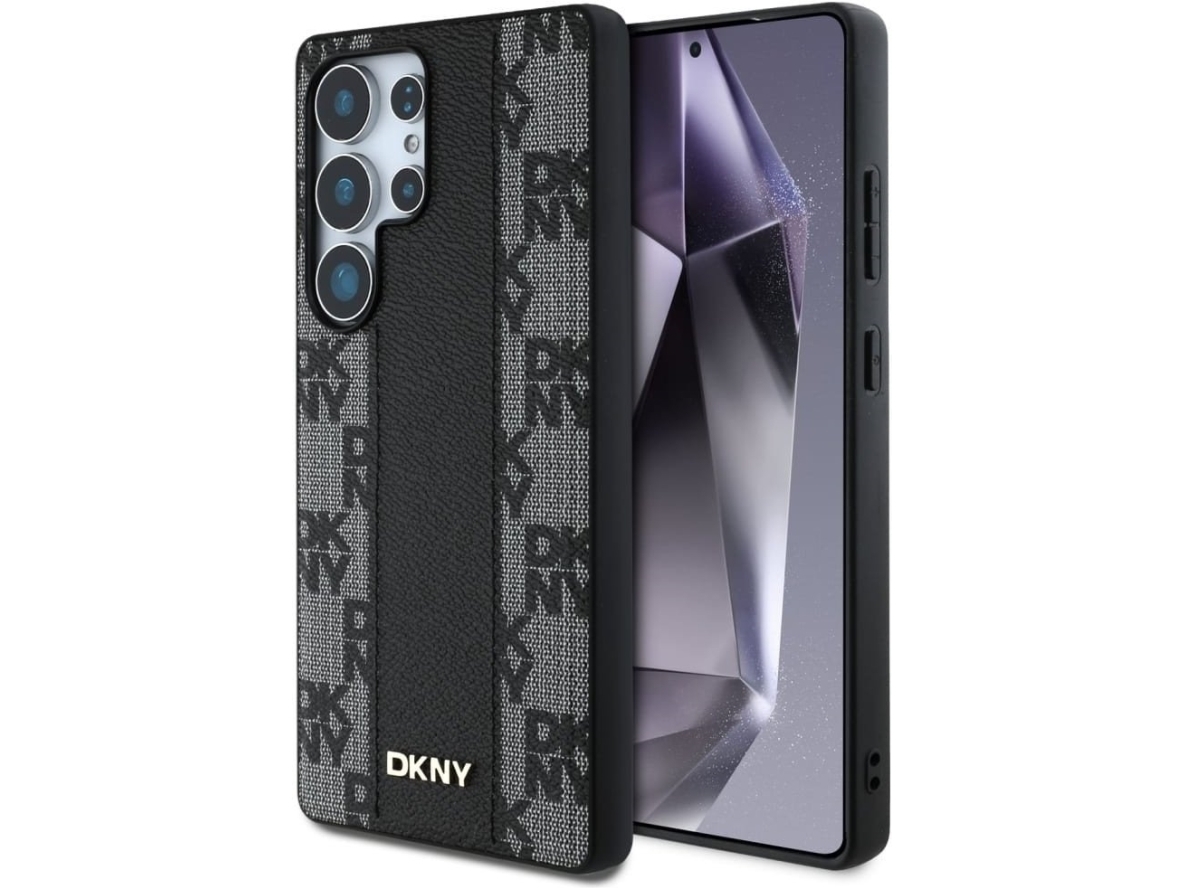 Dkny Leder Karo-Muster Magsafe Samsung Galaxy S25 Ultra Dėklas Telefonui Juodos Spalvos
