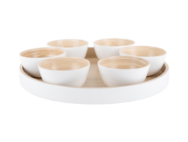 Present Time Pt4193wh, Serving Platter, Bamboo, White, Round, 32 Cm, 60 Mm
