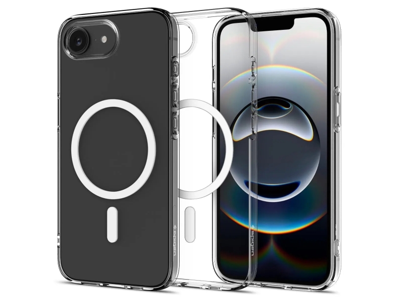Spigen Crystal Flex (Magfit), Cover, Apple, Iphone 16E, 15,5 Cm (6.1"), Transparent, Hvid
