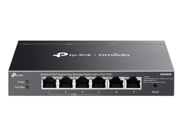 TP-Link Omada ES206GP, hanterad, Gigabit Ethernet (10/100/1000), Strömförsörjning via Ethernet (PoE) stöd, Monteringsbar på väggen | Datortillbehör - Nätverk - Switchar | GameStuff