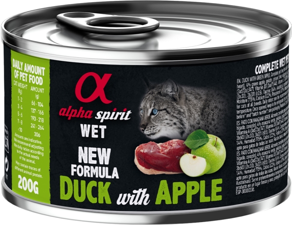 CAT Duck with green apple can, AlphaSpirit, 200 g - (6 pk/ps) | Sällskapsdjur - Katt - Kattmat | GameStuff