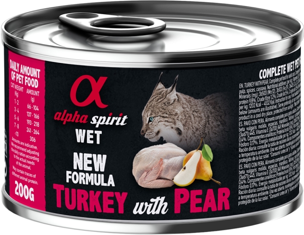 CAT Turkey with pear can, AlphaSpirit, 200 g - (6 pk/ps) | Sällskapsdjur - Katt - Kattmat | GameStuff