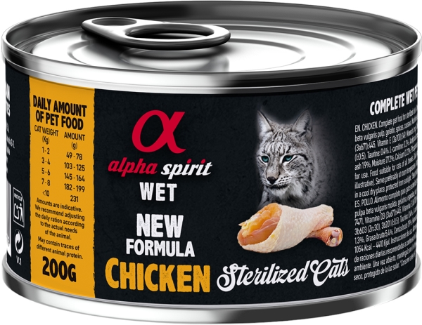 AlphaSpirit CAT Chicken for Sterilised Cats 200 g - (6 pk/ps) | Sällskapsdjur - Katt - Kattmat | GameStuff