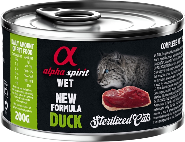 AlphaSpirit CAT Duck for Sterilised Cats 200 g - (6 pk/ps) | Sällskapsdjur - Katt - Kattmat | GameStuff
