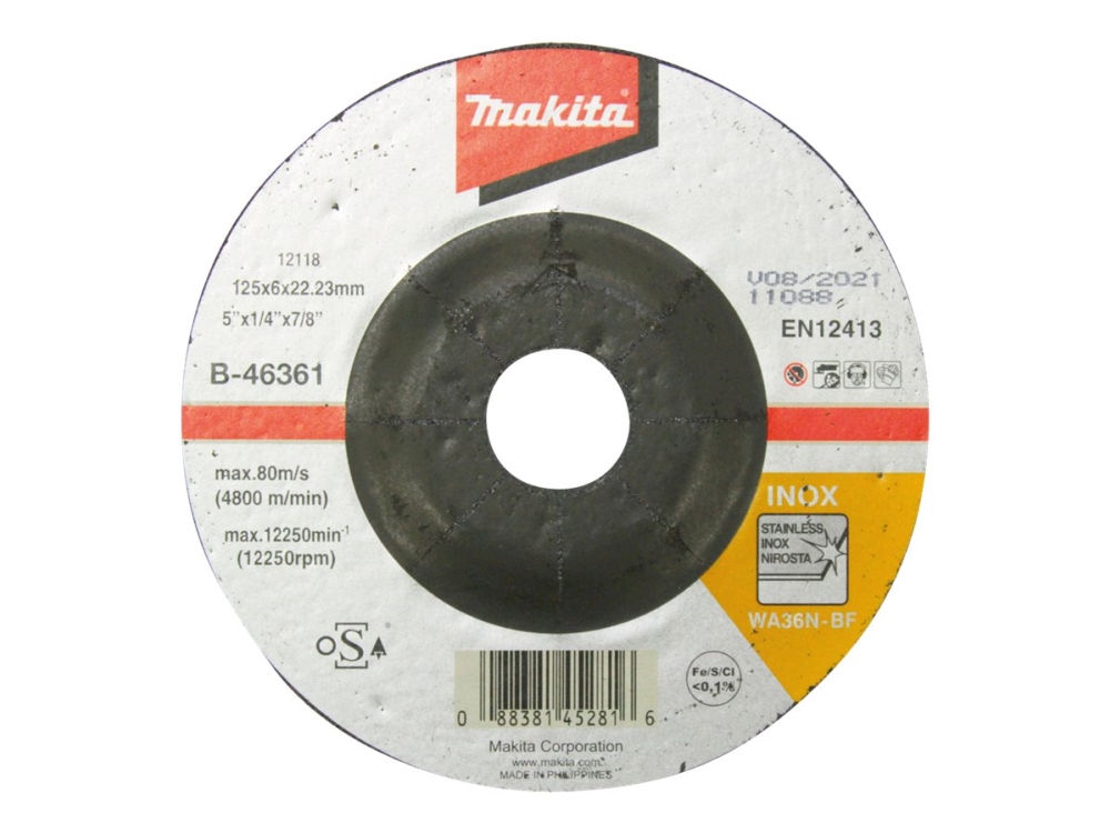 Makita B-46361 Slibeskive 125X6mm Inox (B-46361)