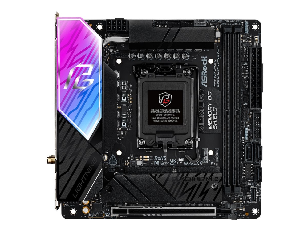 Asrock B860i Lightning Wifi, Intel, Lga 1851 (Socket V1), Ddr5-Sdram, 128 Gb, Dimm, Zweikanalig