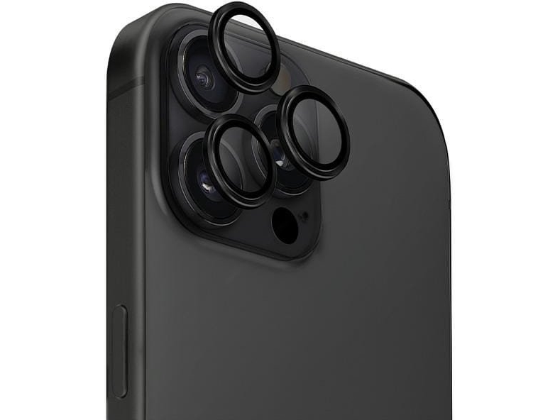 Uniq Optix Aliuminio Kameros Objektyvo Apsauga Iphone 16 Pro / 16 Pro Max Su Aplikatoriumi - Juodas